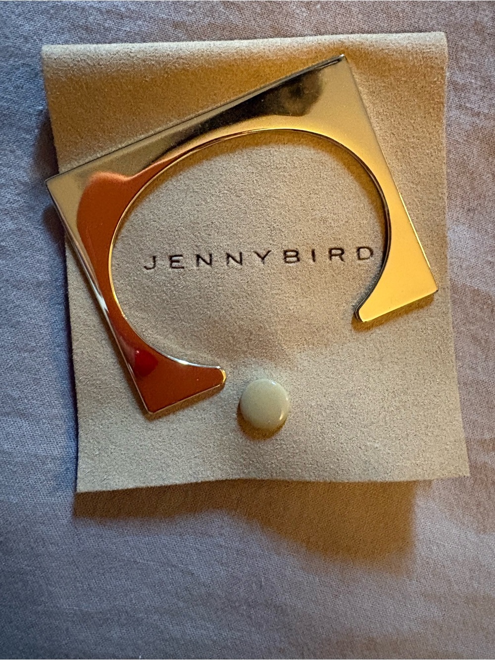 Rare Jenny Bird Gold Open Cuff Bracelet - Modern Sculptural Design “ForTheLove”